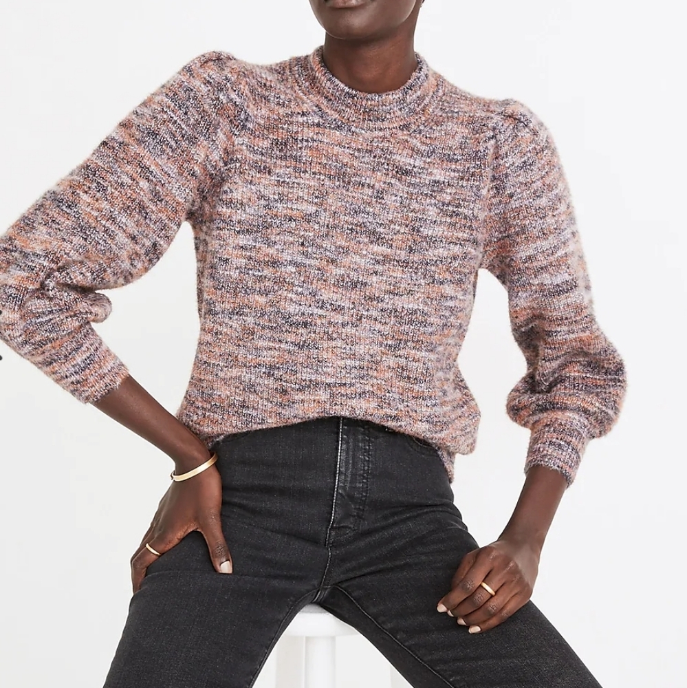 Madewell space dyed Eaton puff sleeve sweater pullover